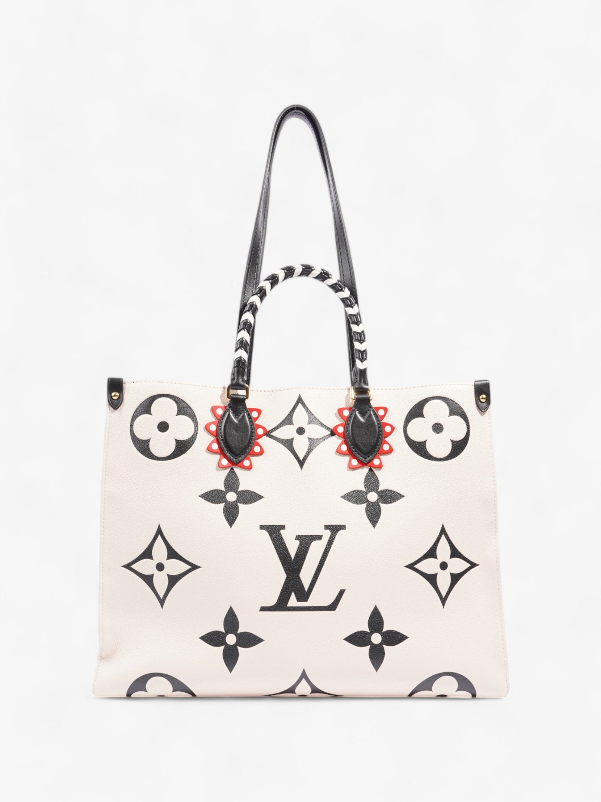 Louis Vuitton On Go Cream GM Empreinte Leather Black Red Handbag