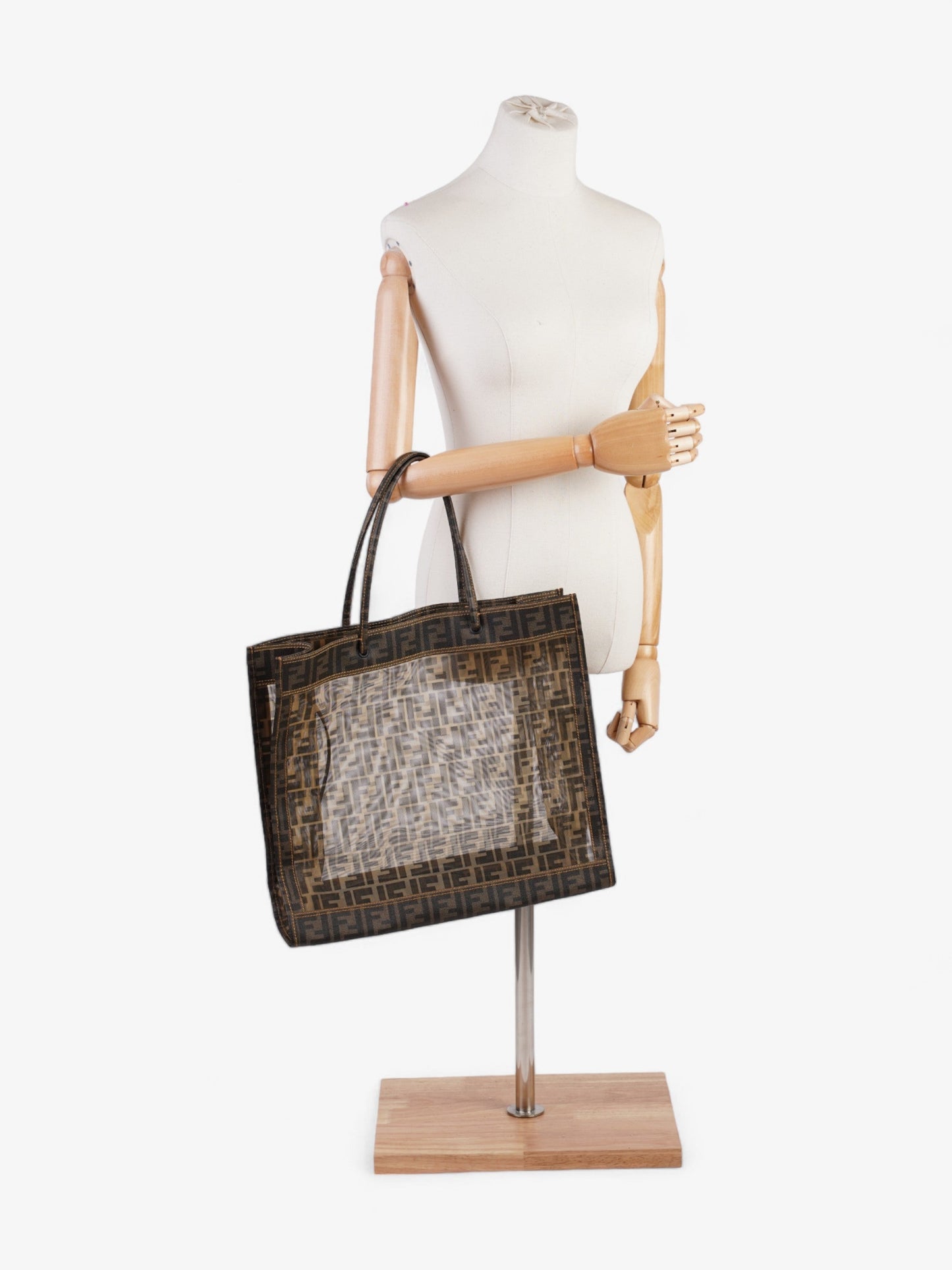 Fendi Zucca Mesh Tote Mesh Brown Tote Bag