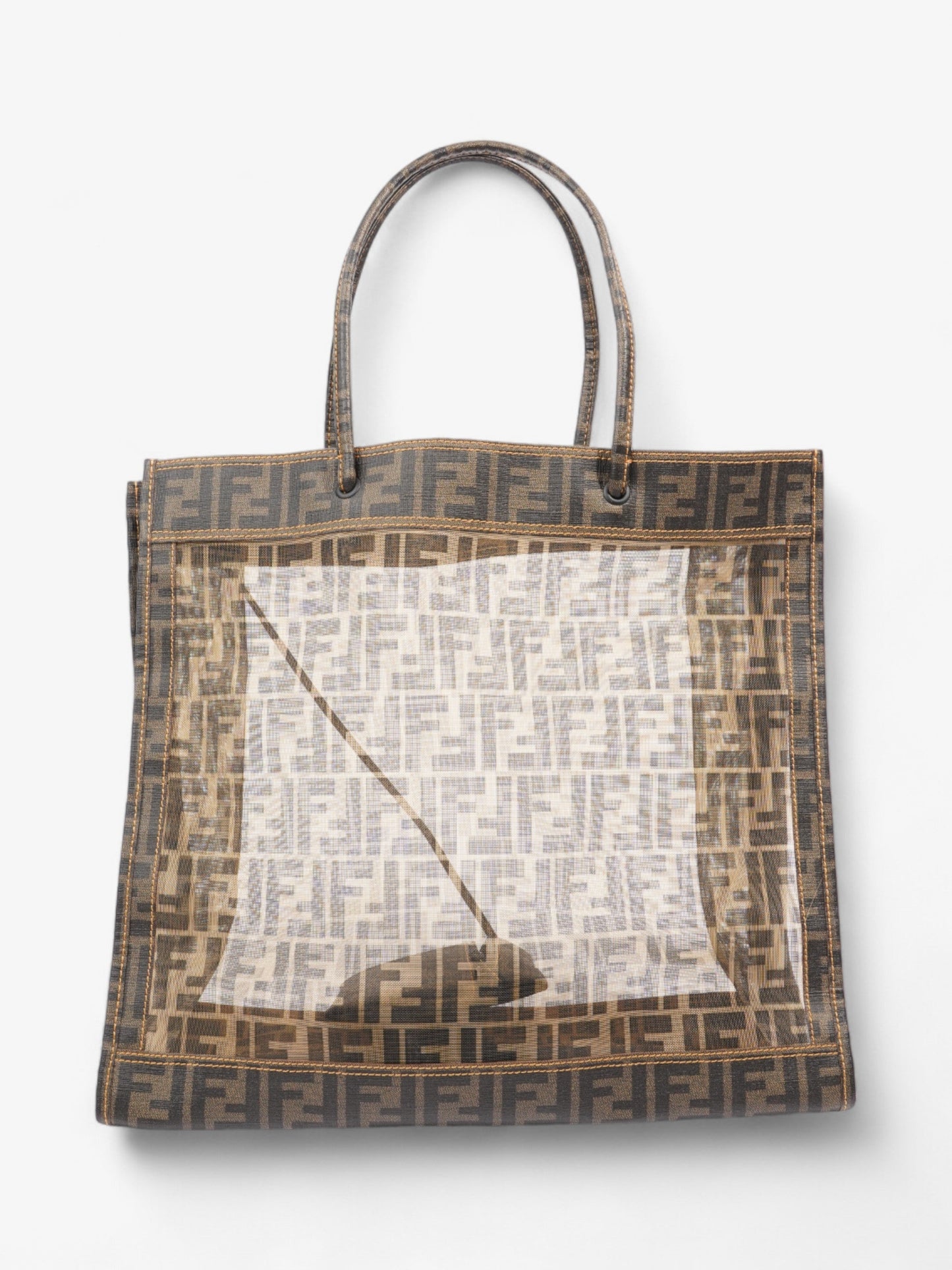 Fendi Zucca Mesh Tote Mesh Brown Tote Bag
