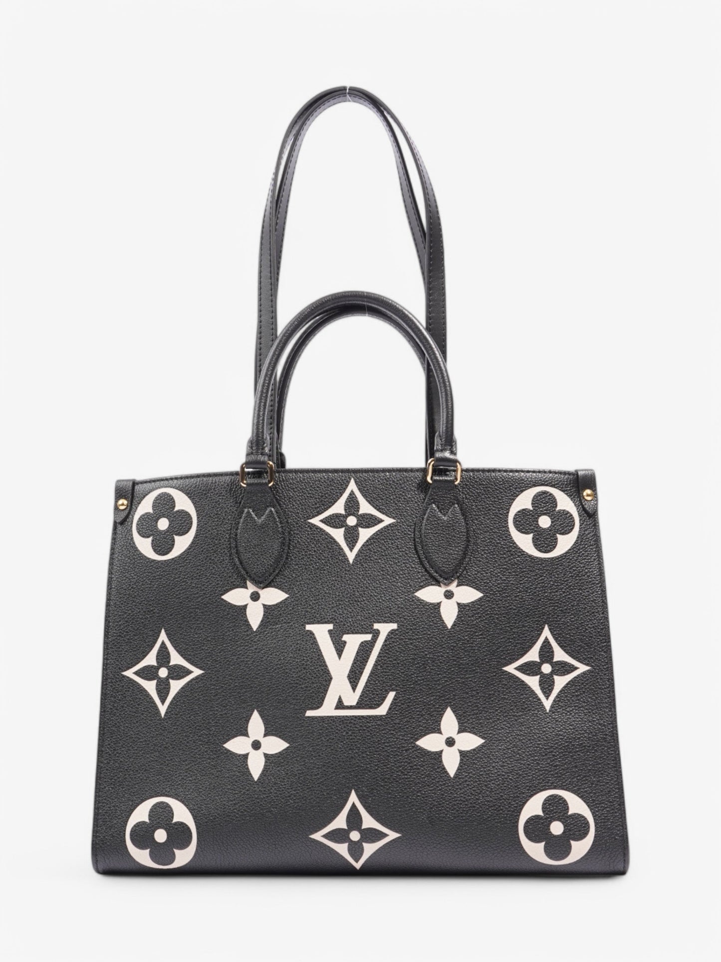 Louis Vuitton Onthego Leather Black Beige Tote Bag