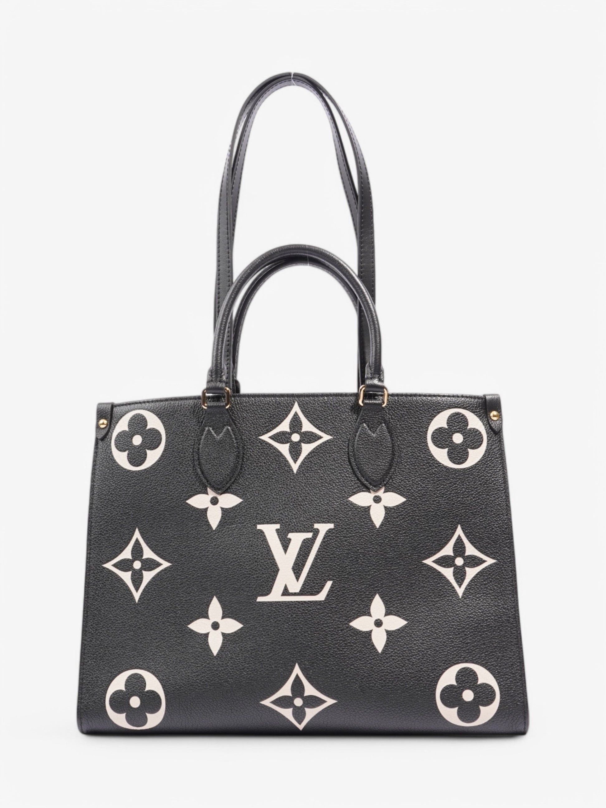 Louis Vuitton Onthego Leather Black Beige Tote Bag