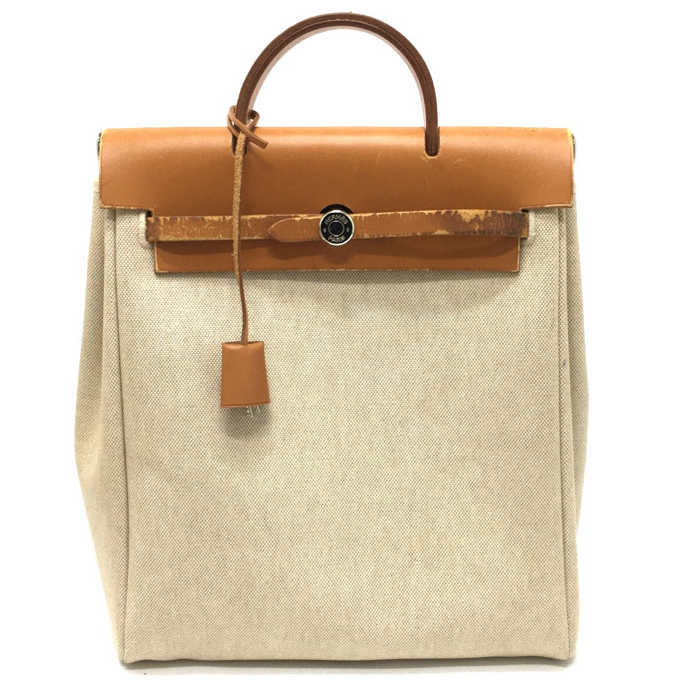 Backpack Toile Gm With Replacement Bag Herbag Leather Beige