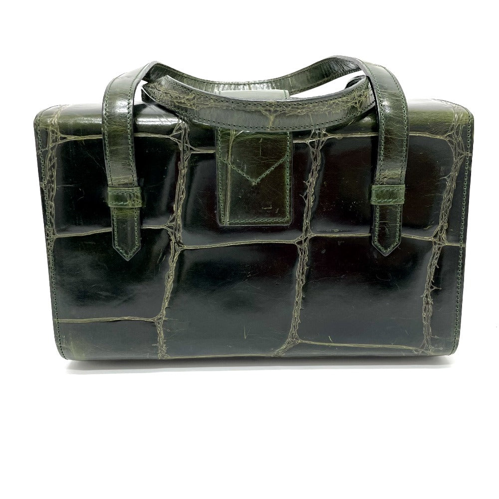 Croco Embossed Handbag Women Leather Green Travel Bag