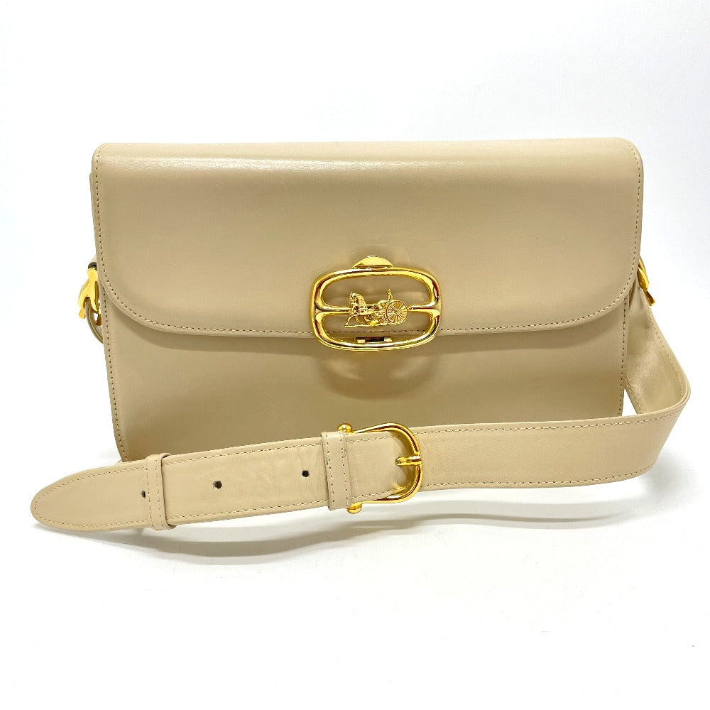 Shoulder Bag X Metal Carriage Metal Women Leather Beige