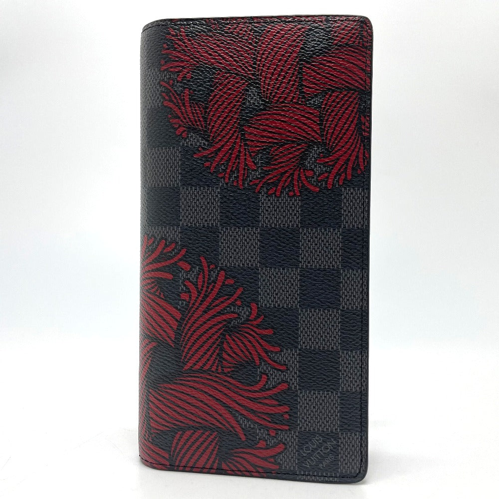 Louis Vuitton Long Purse N41676 Damier Grafitto Canvas Black Gray Wallet Case