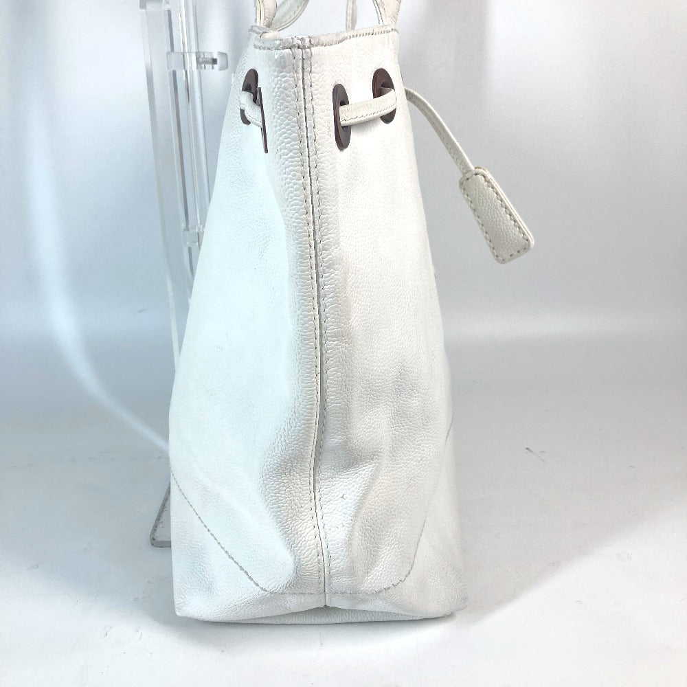 Chanel Caviar skin CC COCO Mark purse White Tote Bag