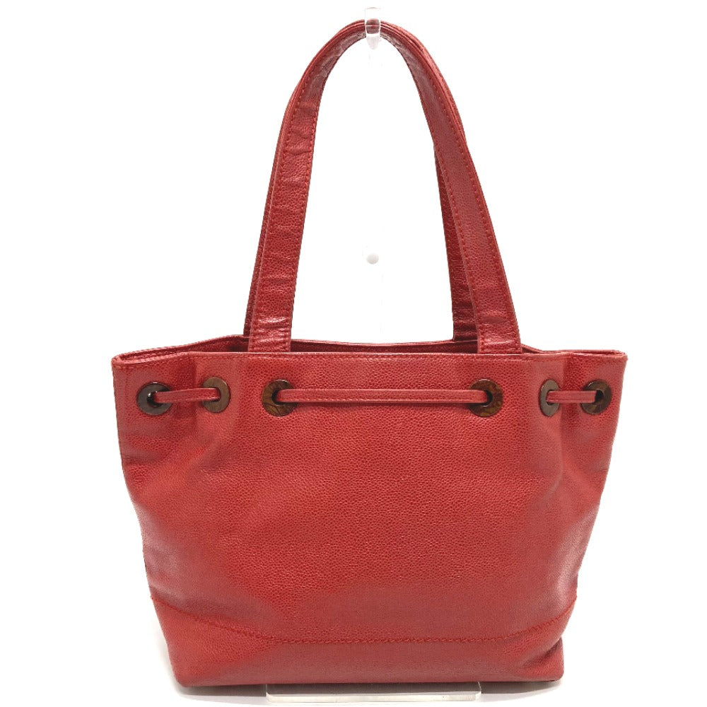 Chanel Caviar skin CC COCO Mark Wood-like Red Jewelry