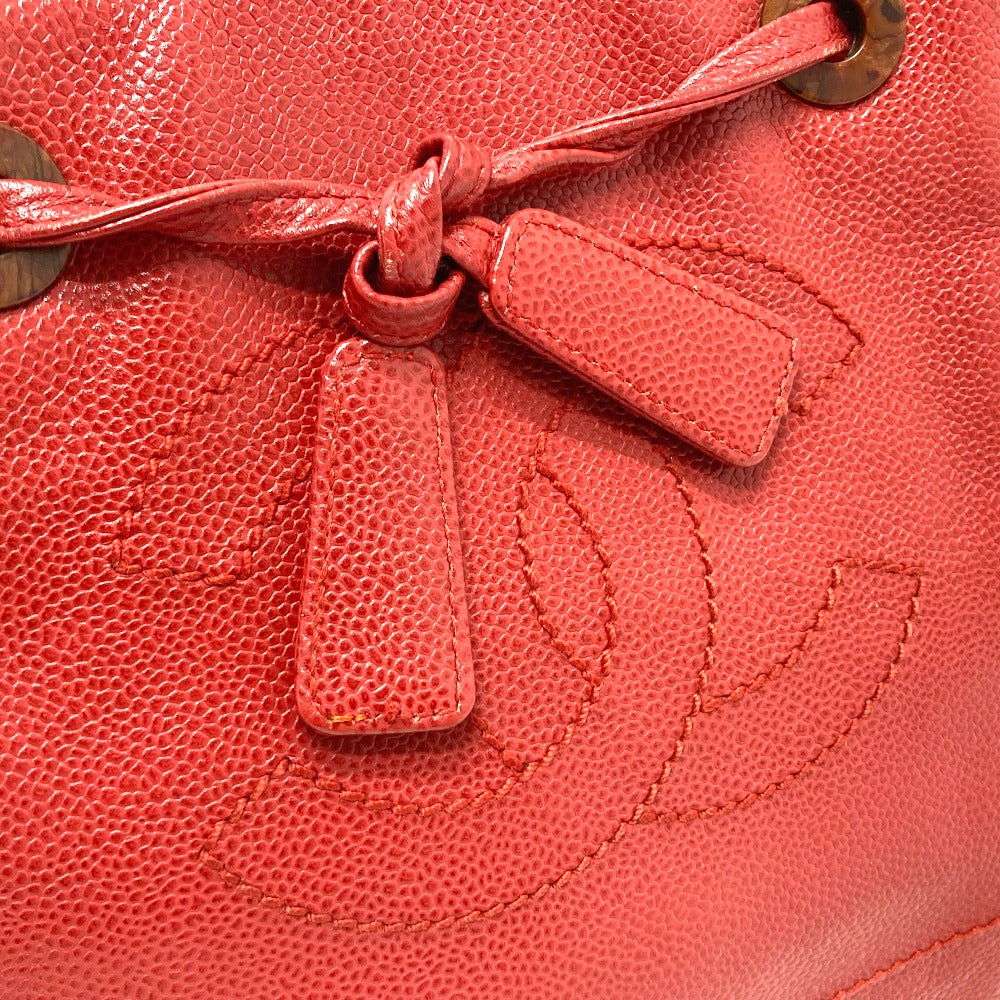 Chanel Caviar skin CC COCO Mark Wood-like Red Jewelry