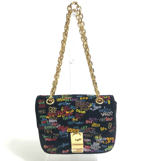 Shoulder Bag X Multicolor C Multi Beads Suede Black
