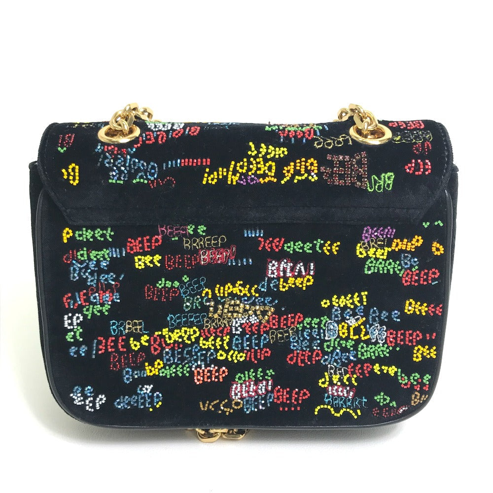 Shoulder Bag X Multicolor C Multi Beads Suede Black