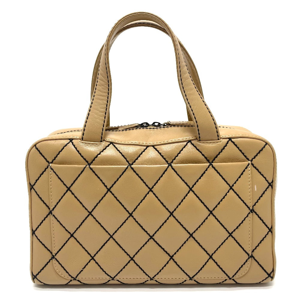 Chanel lambskin CC COCO Mark Wild stitch Beige Handbag