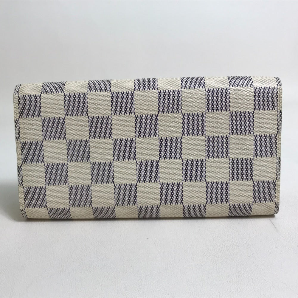 Louis Vuitton Long Purse N61735 Damier Azur Canvas White Wallet Case