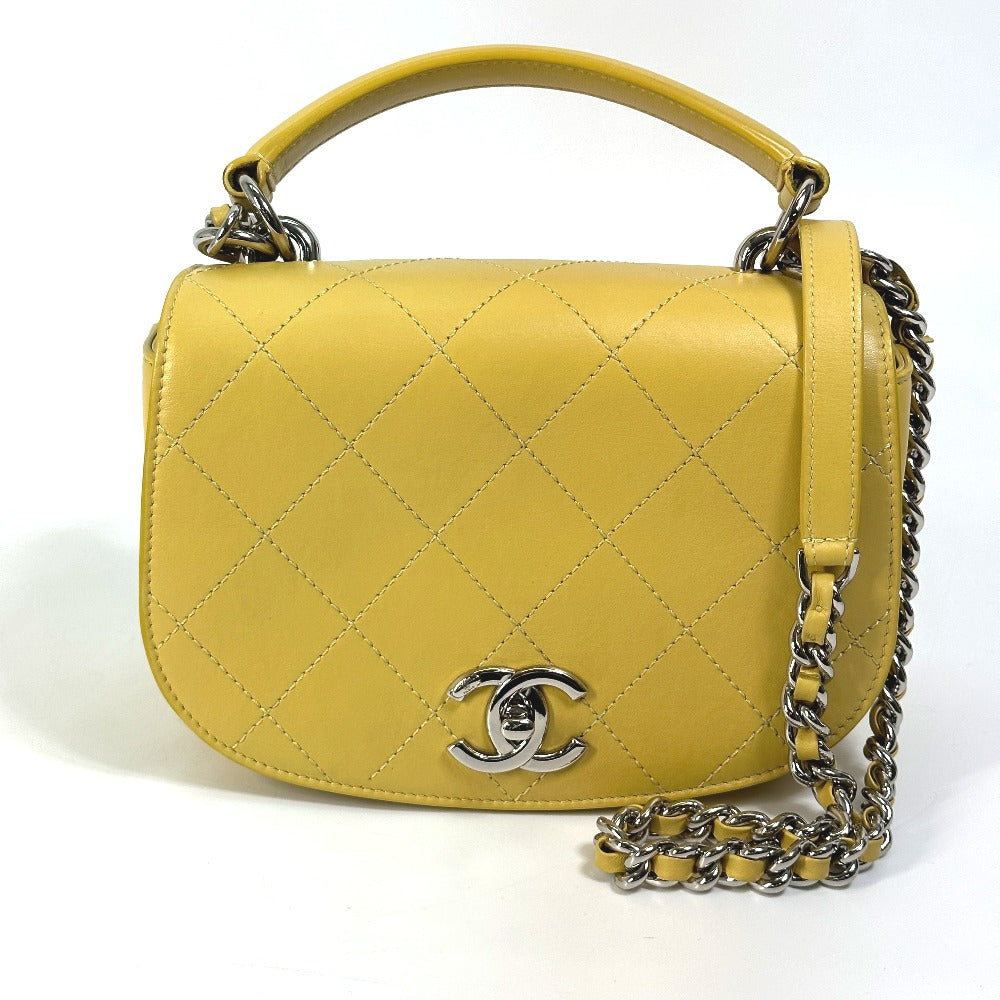 Chanel Calfskin Yellow type CC COCO Mark Shoulder Bag