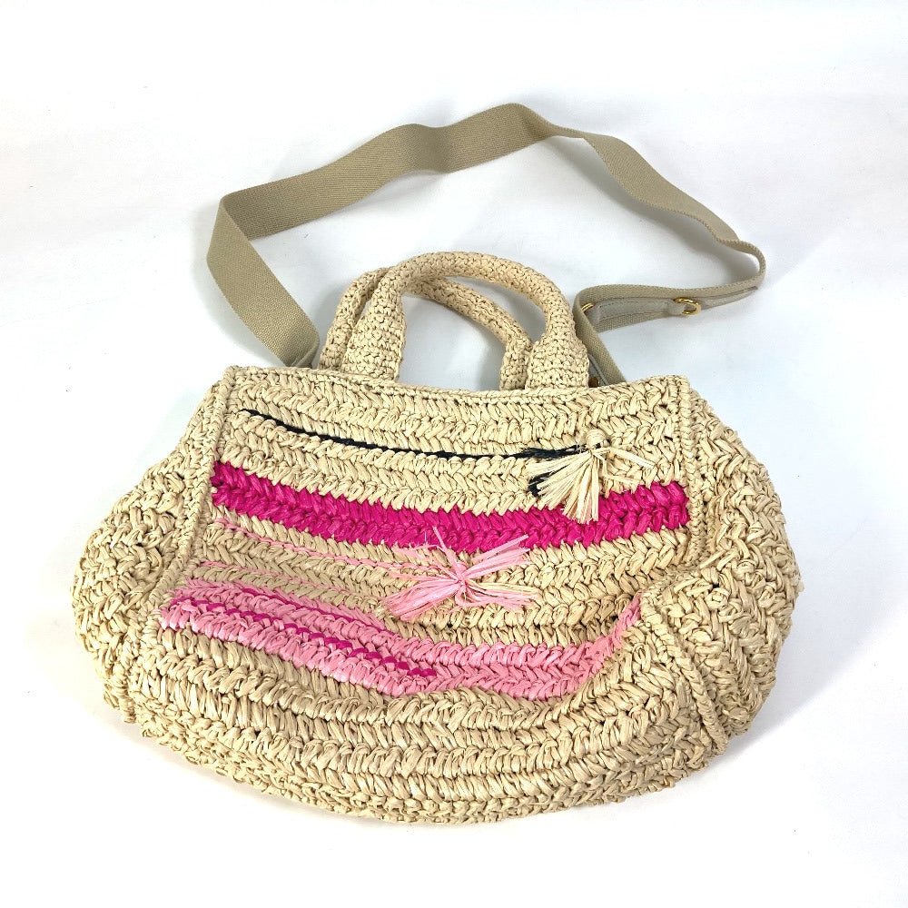 Triangle Plate Canapa Raffia Beige Travel Bag