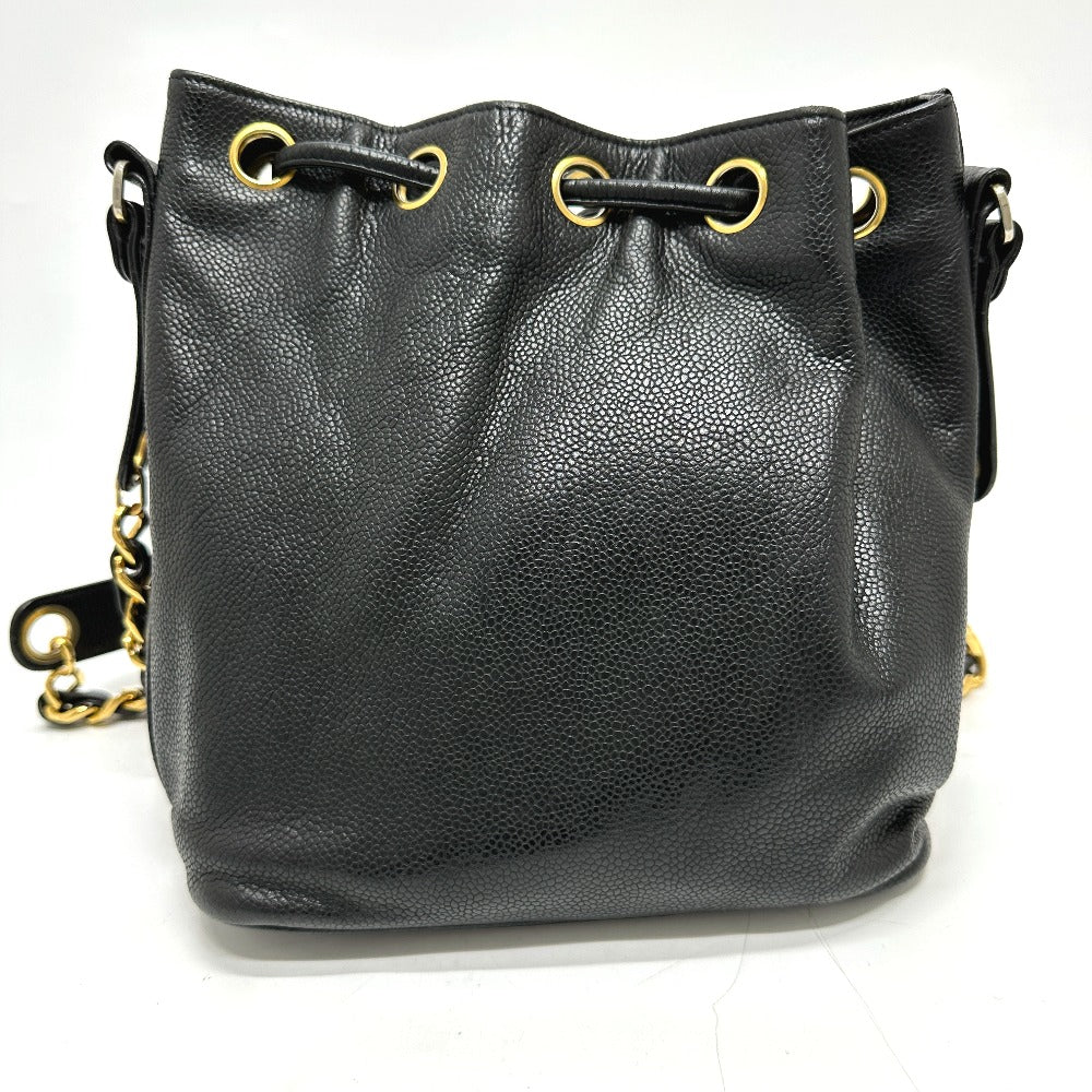 Chanel Caviar skin COCO Mark Dekacoco drawstring Black Jewelry