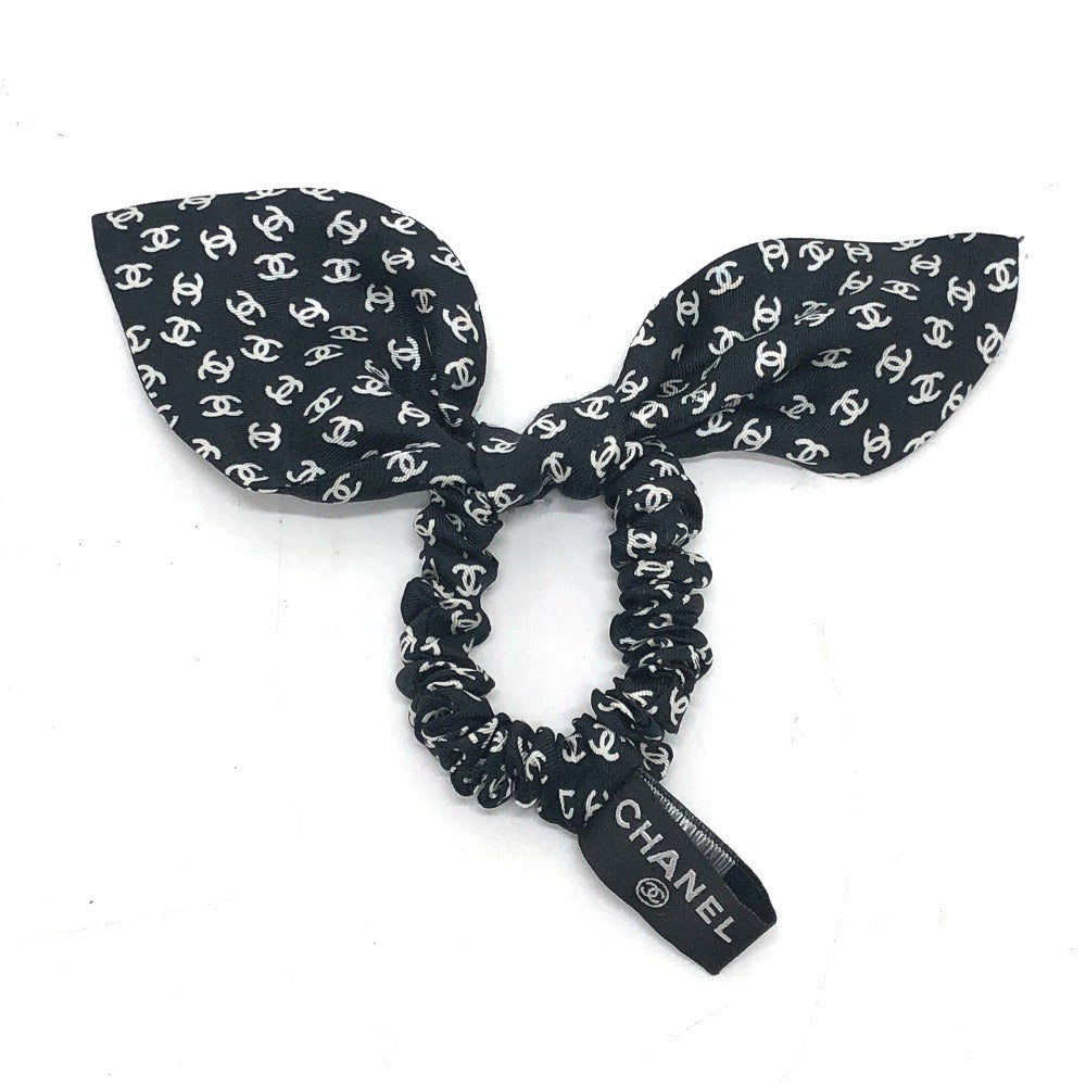 Chanel hair silk x Ribbon COCO Mark Black White Handbag