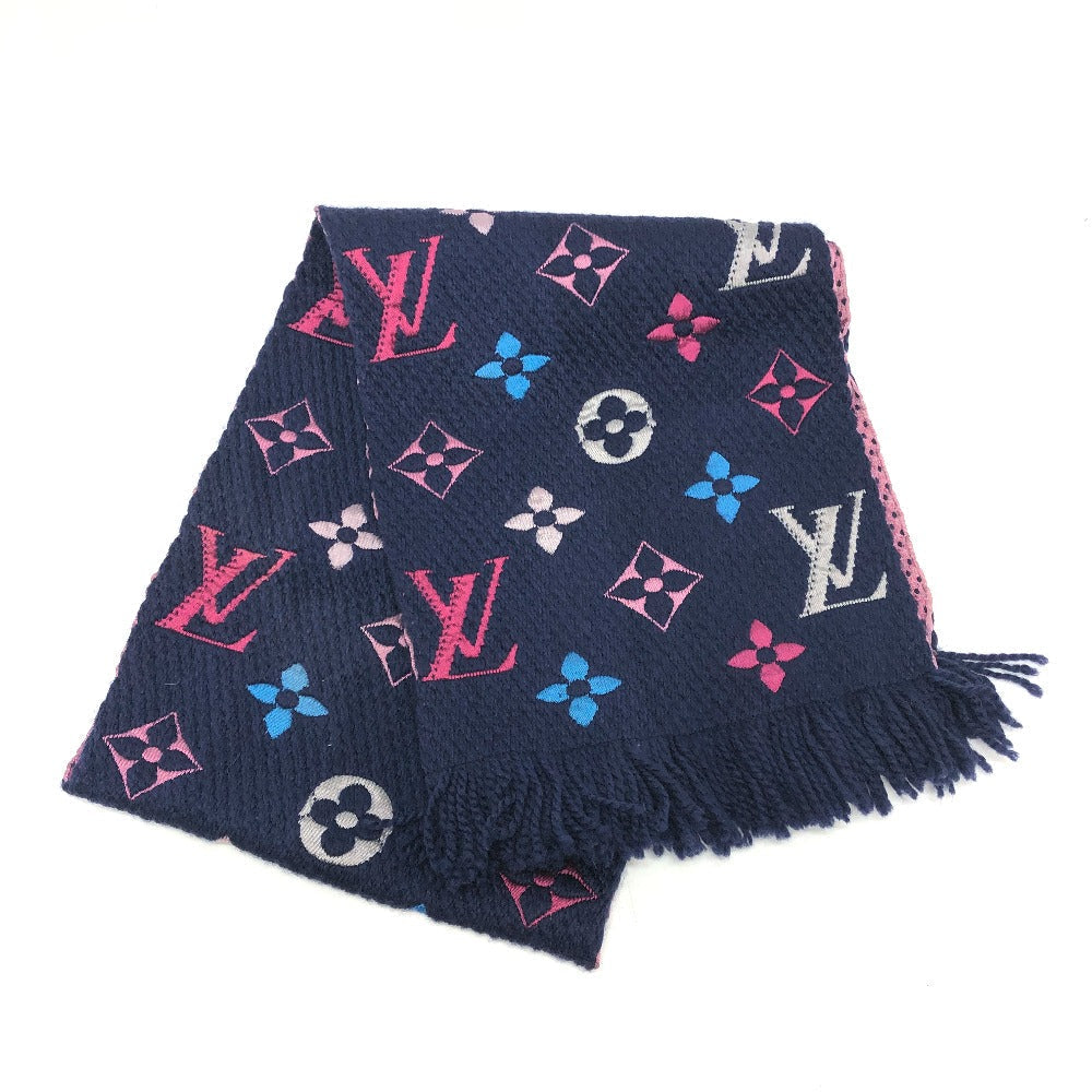 Louis Vuitton Scarf M70899 Silk x Escharp Monogram Wool Pink Navy
