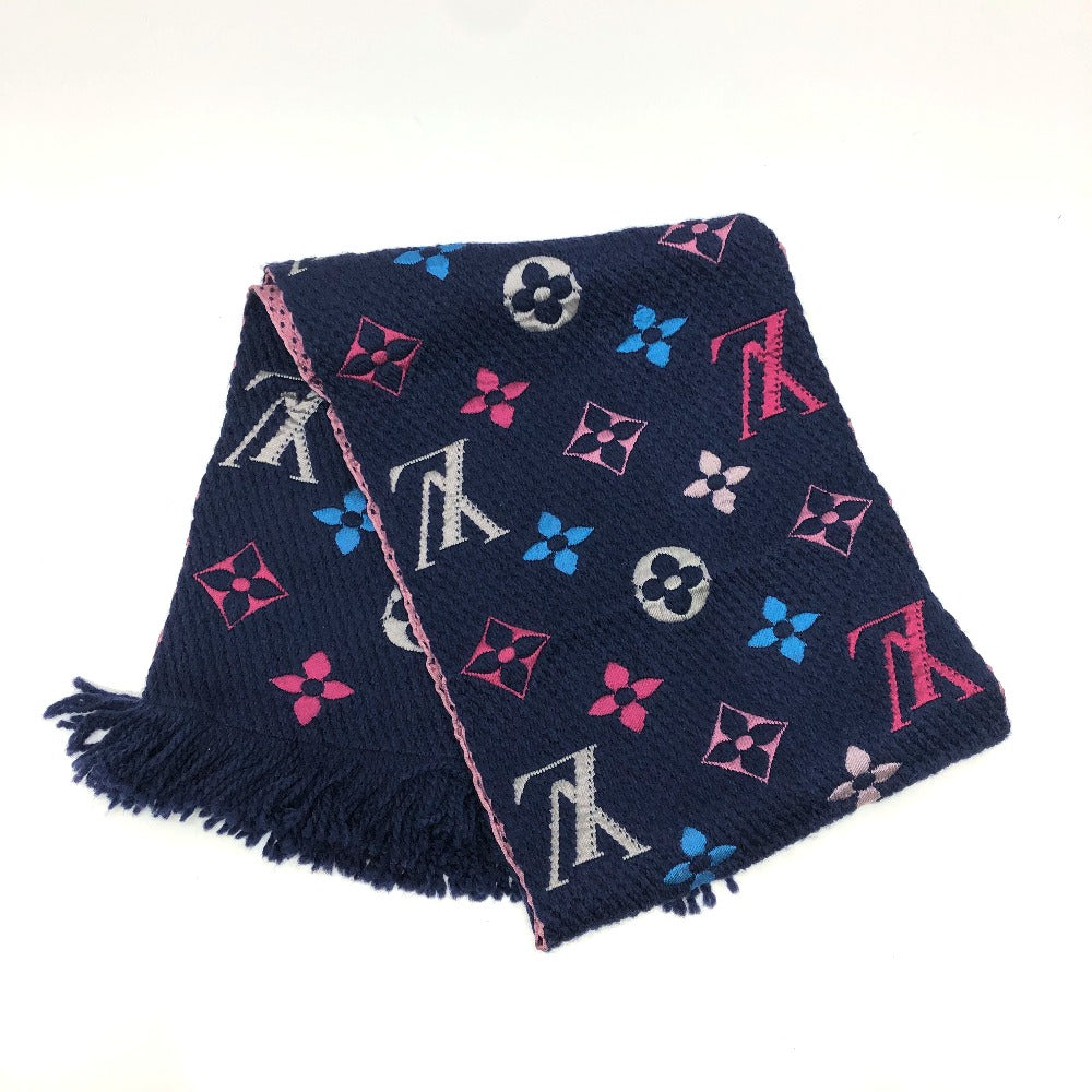Louis Vuitton Scarf M70899 Silk x Escharp Monogram Wool Pink Navy