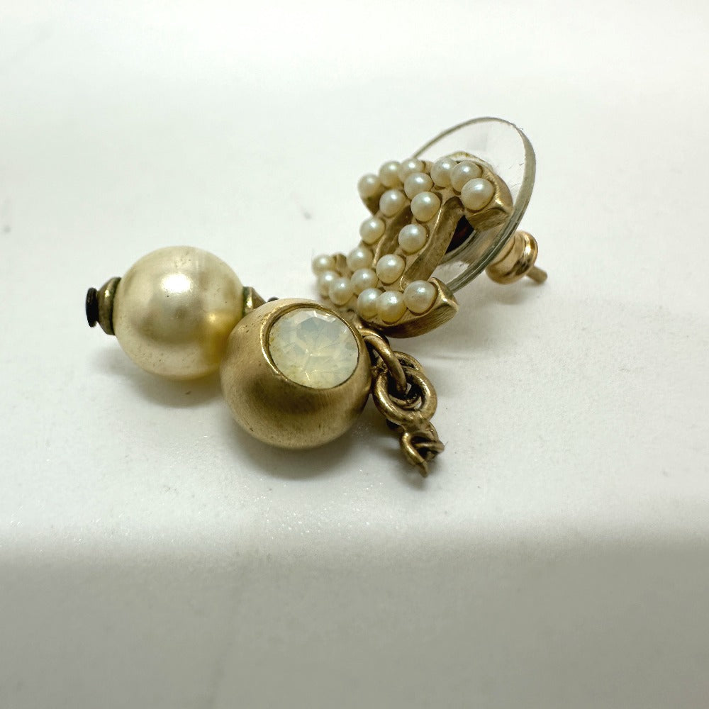 Chanel Pierce Plated COCO Mark Fake pearl Gold Jewelry