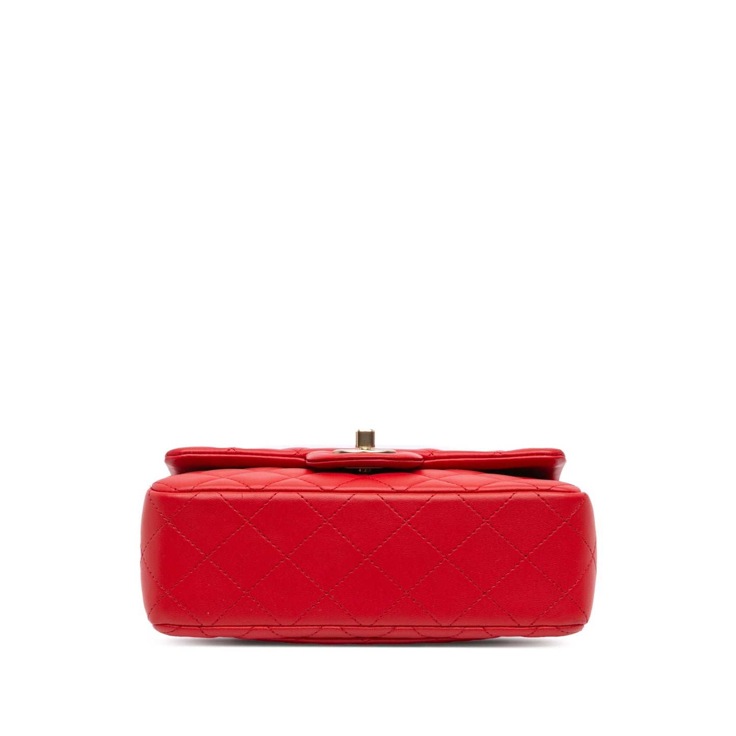Red Chanel Mini Rectangular Classic Lambskin Single Flap Crossbody Bag