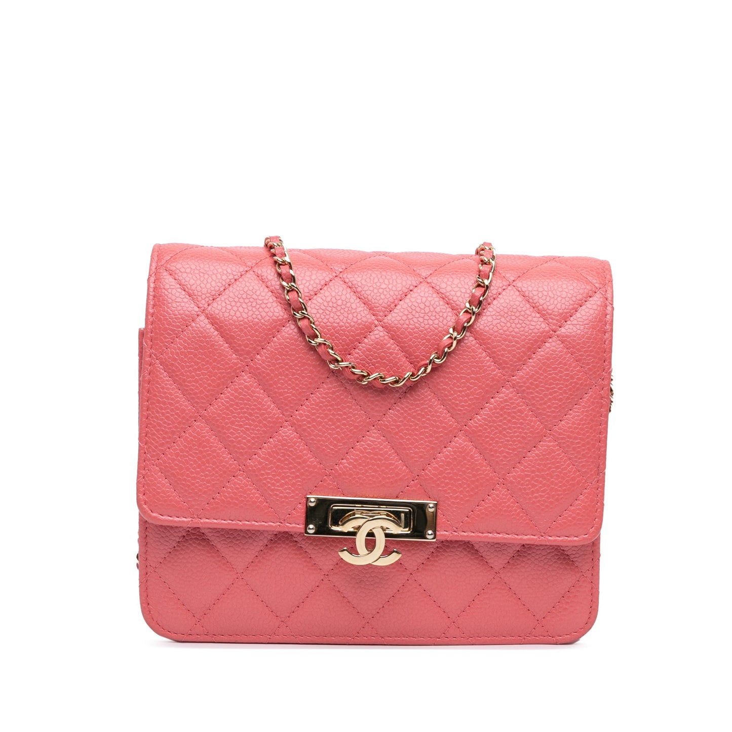 Pink Chanel Quilted Caviar Golden Class Wallet On Chain Crossbody Bag