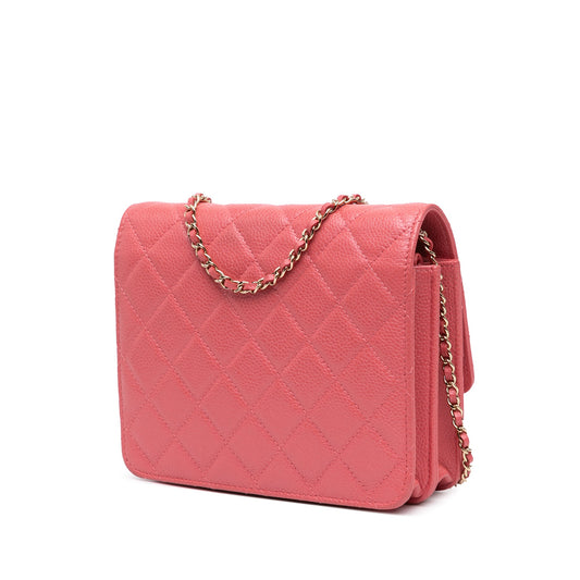 Pink Chanel Quilted Caviar Golden Class Wallet On Chain Crossbody Bag