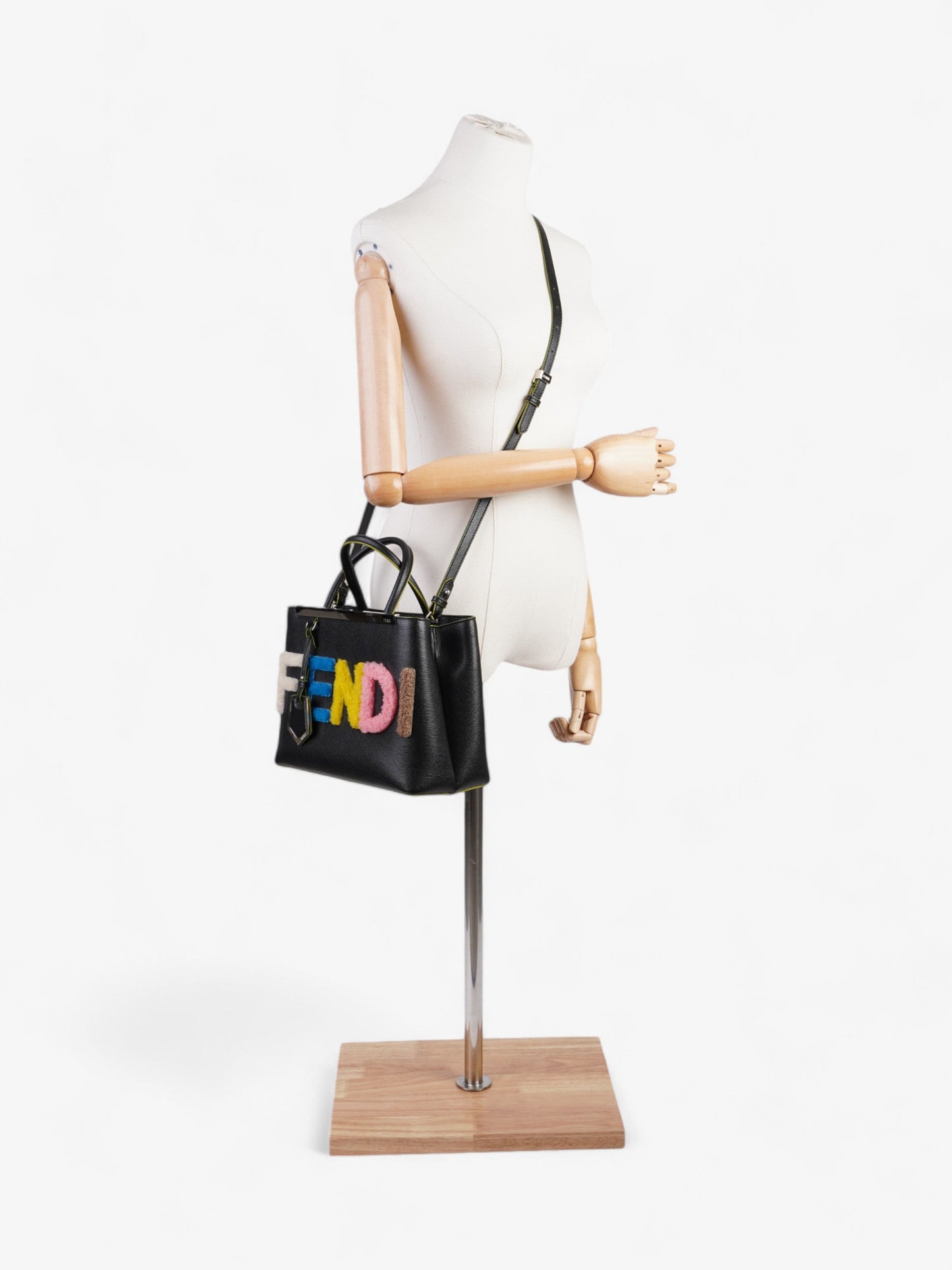 Fendi 2Jours Bag Multicoloured Petite Leather Black Logo Shoulder Bag