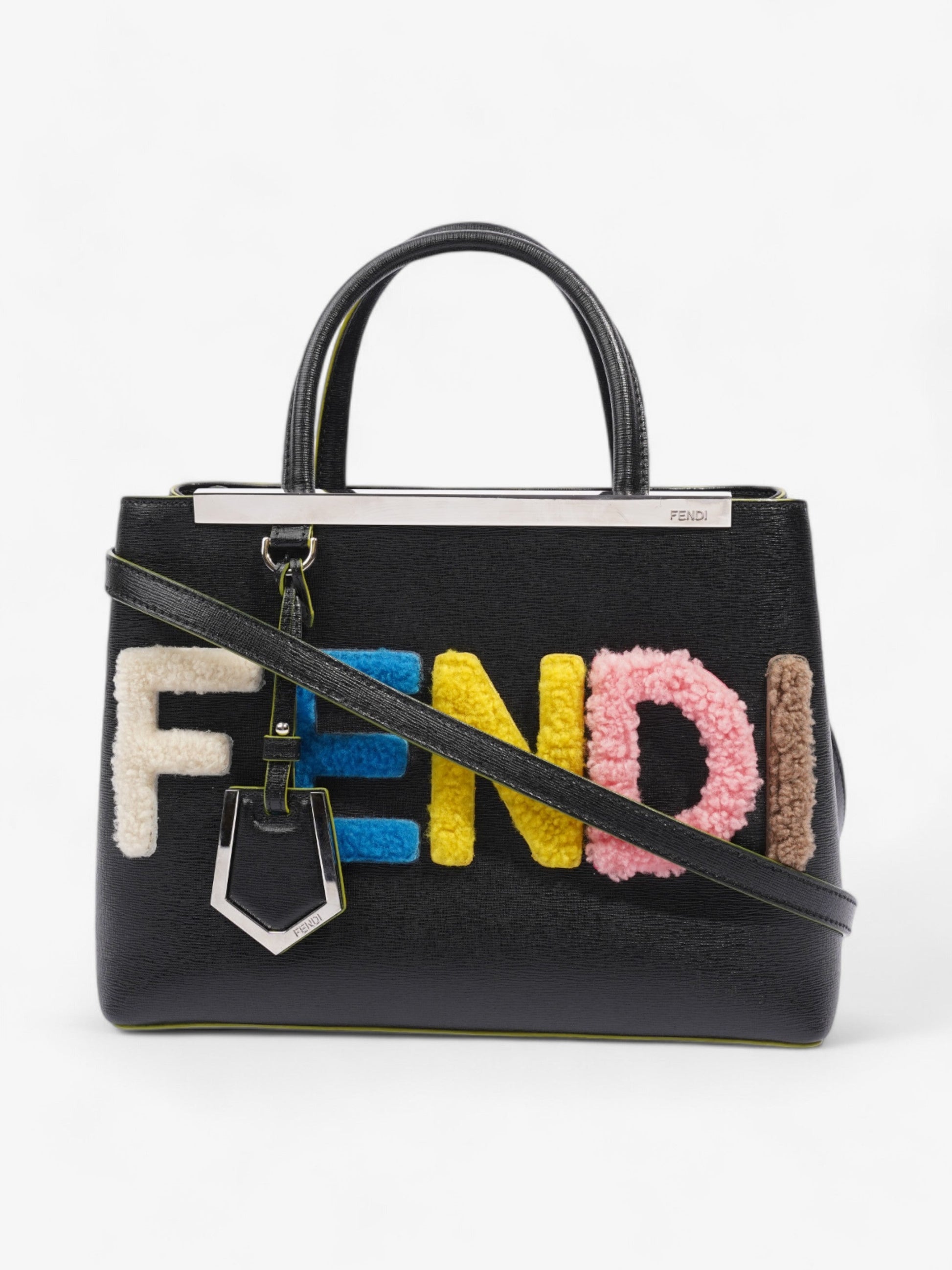 Fendi 2Jours Bag Multicoloured Petite Leather Black Logo Shoulder Bag