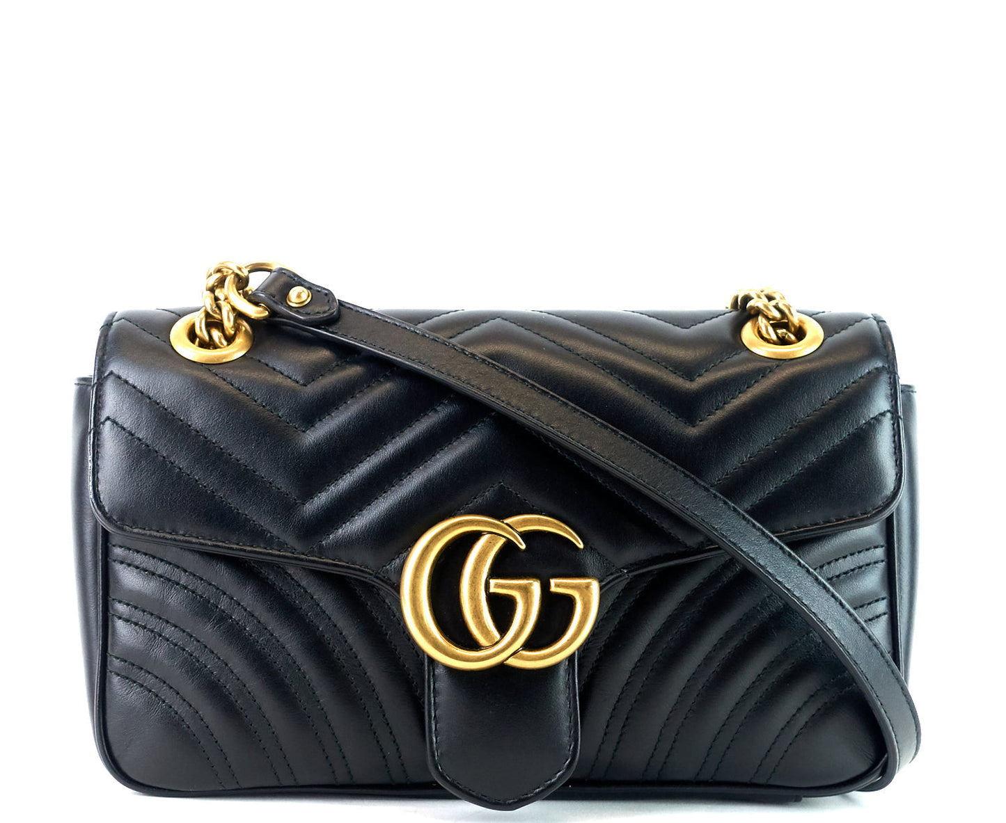 Gucci Marmont Chevron Bag Leather Matelasse Crossbody Bag