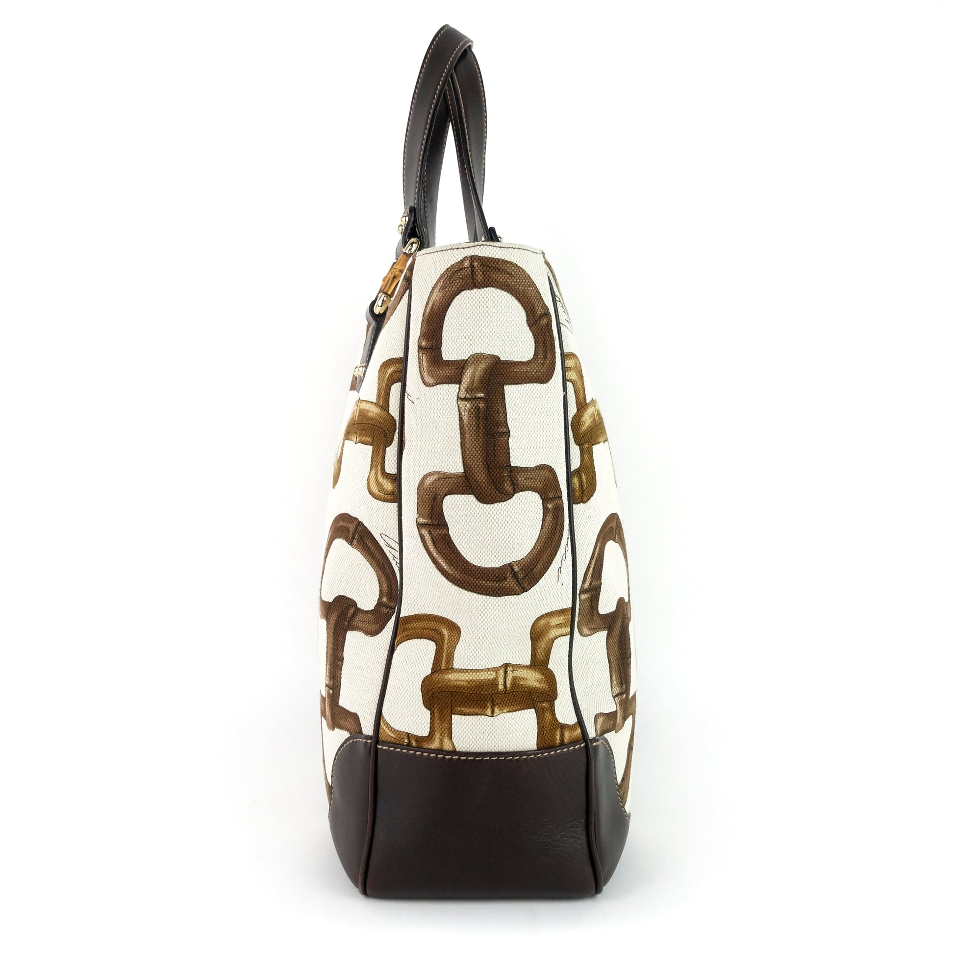 Gucci Bamboo Horsebit Print Tote Bag Canvas