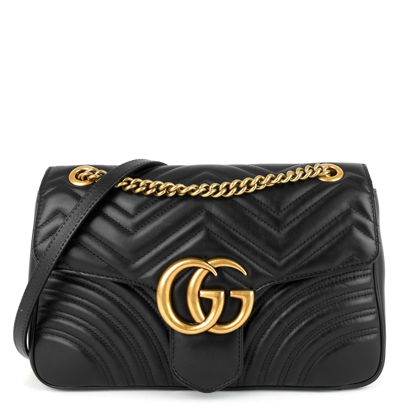 Gucci Marmont Chevron Bag Leather Medium Shoulder Bag