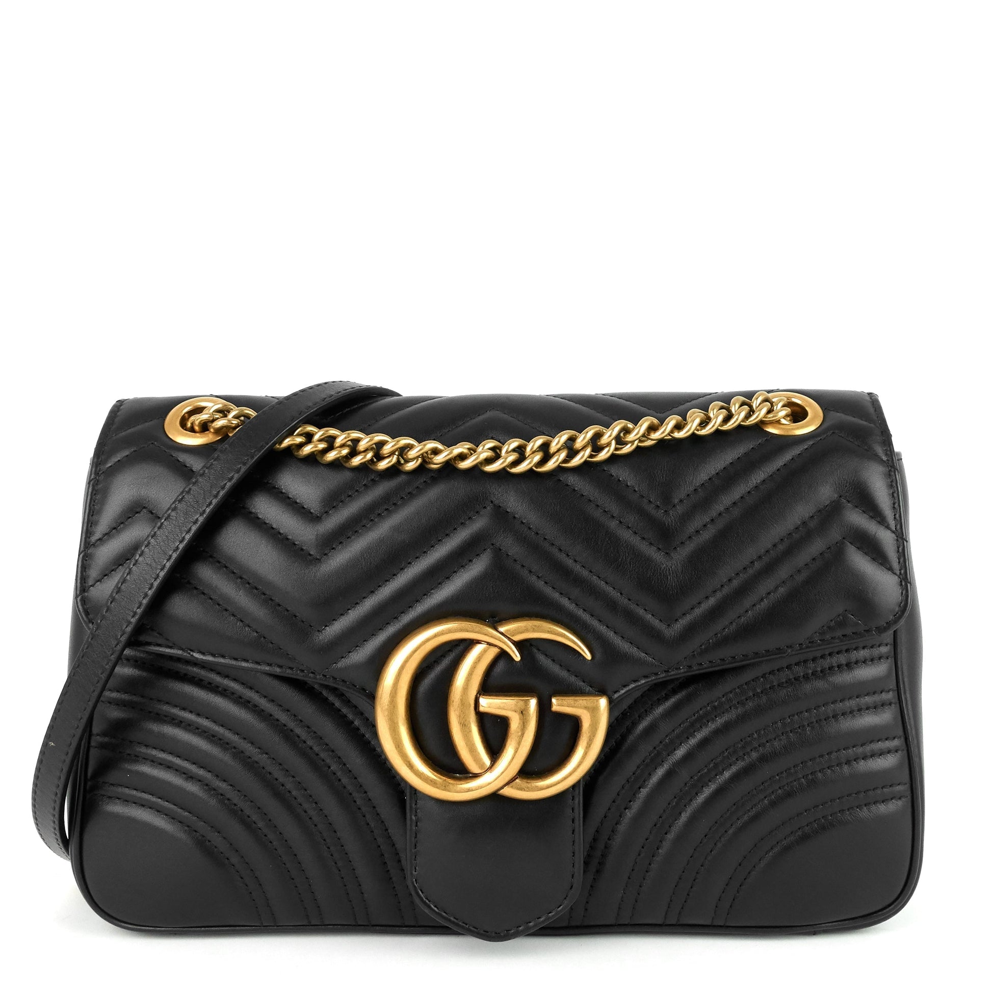Gucci Marmont Chevron Bag Leather Medium Shoulder Bag