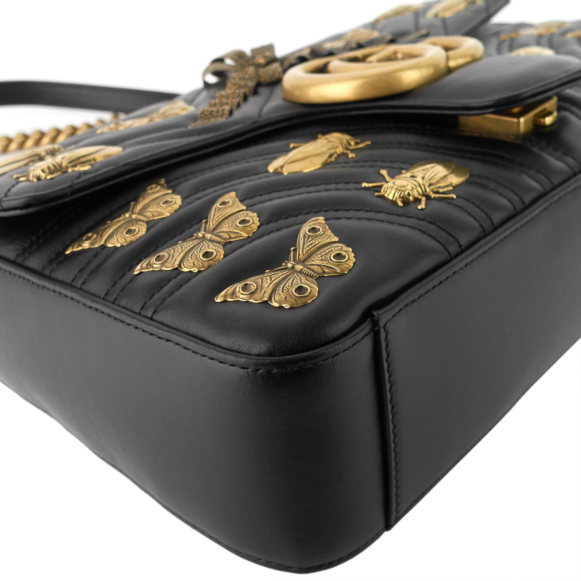 Gucci Marmont Insects Matelass Bag Leather Medium Crossbody Bag