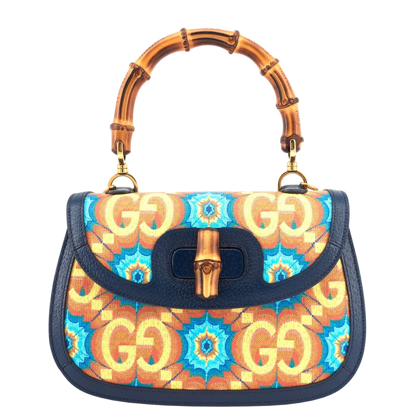 Gucci Bamboo Handle Kaleidoscope And Bag Leather Canvas Travel Bag