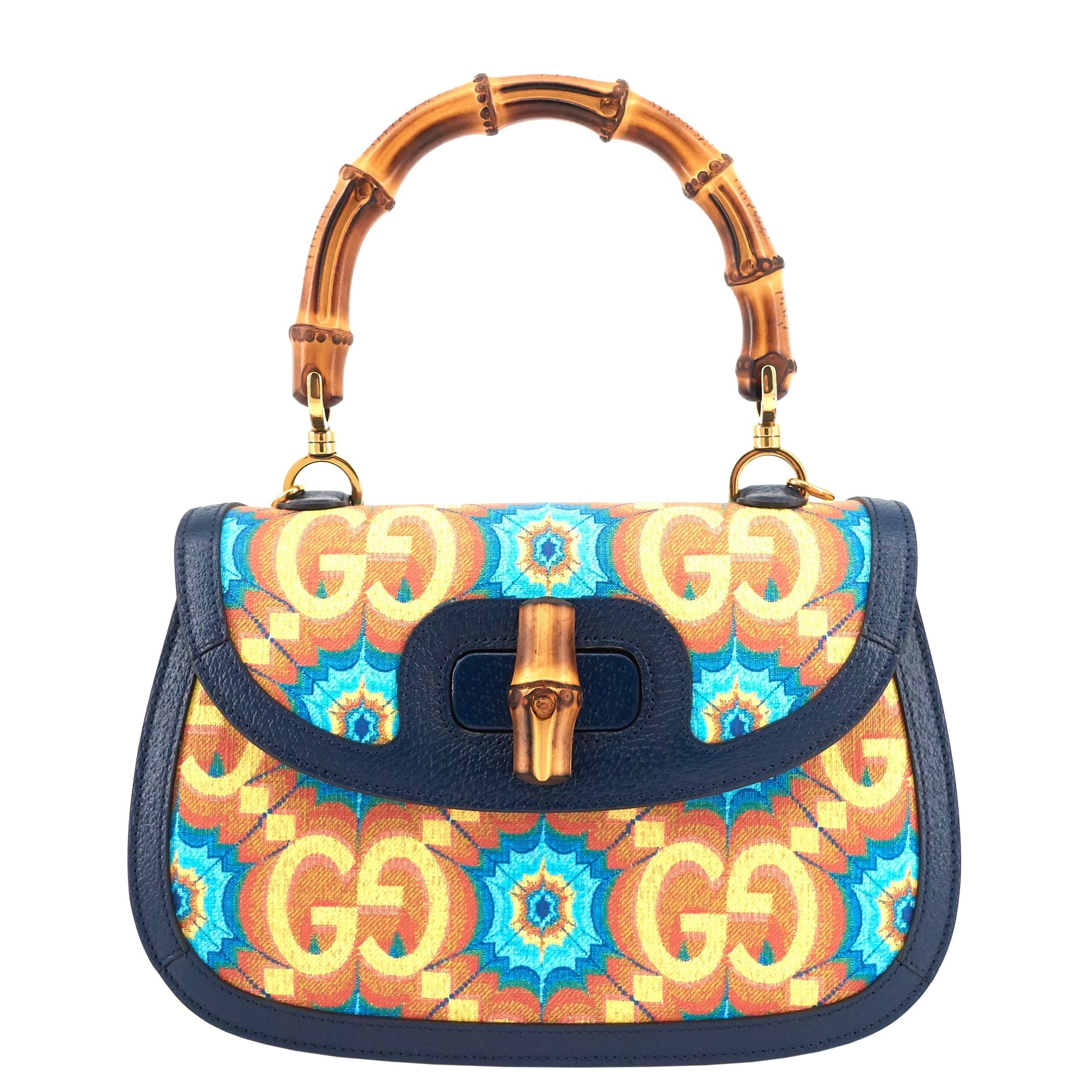 Gucci Bamboo Handle Kaleidoscope And Bag Leather Canvas Travel Bag