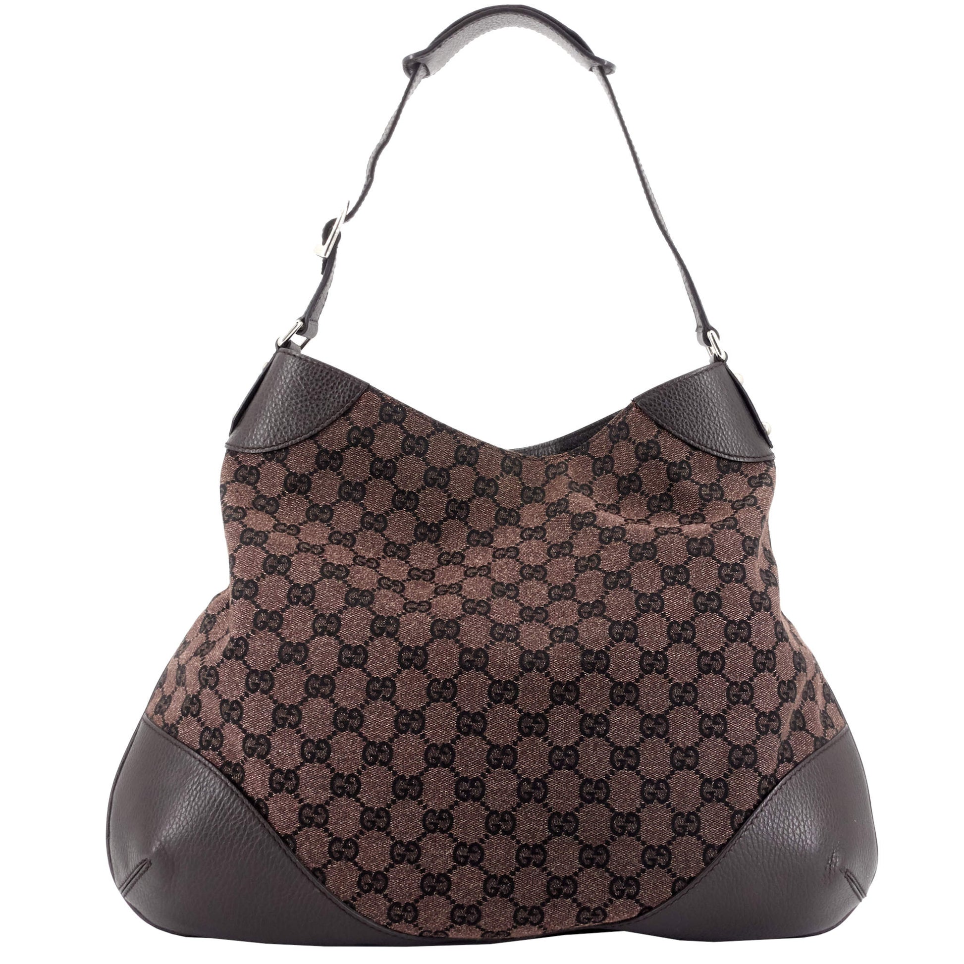 Gucci Hobo Bag Canvas Brown Travel Bag