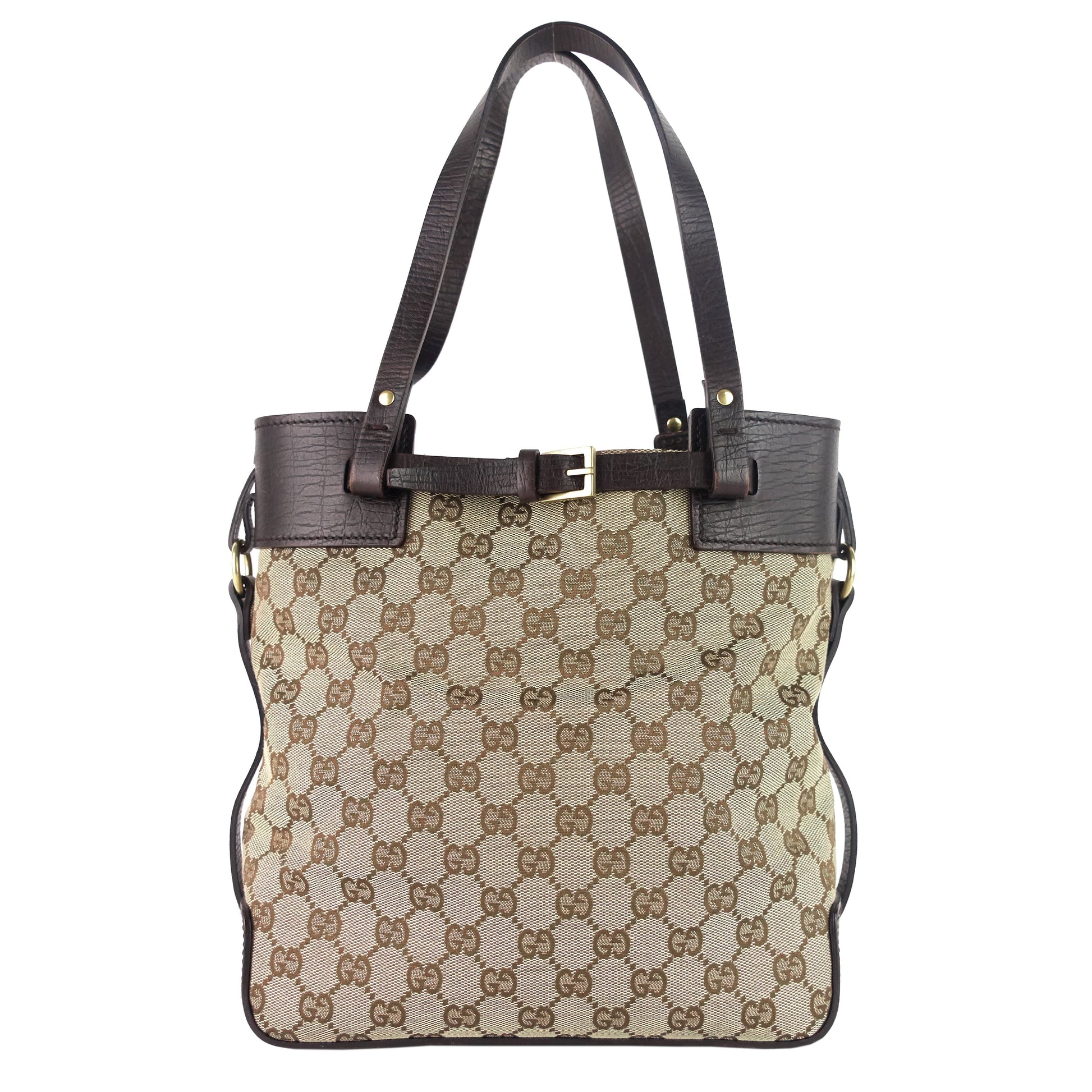 Gucci Ornamental Buckle Tote Bag Canvas Monogram