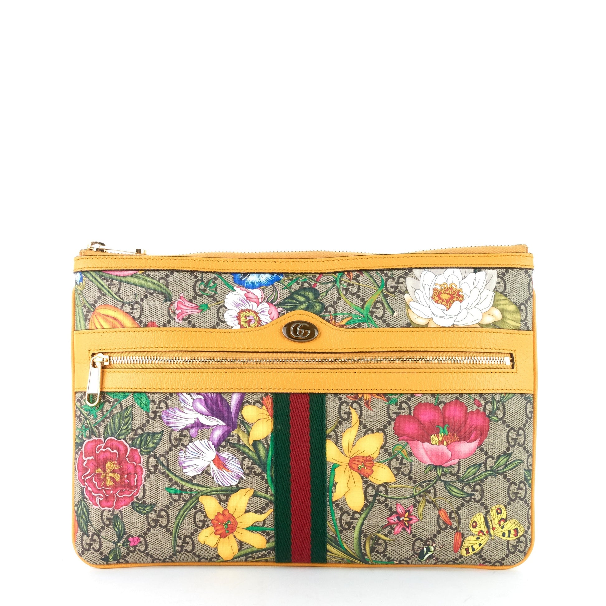 Gucci Ophidia Floral Supreme Clutch Bag Large
