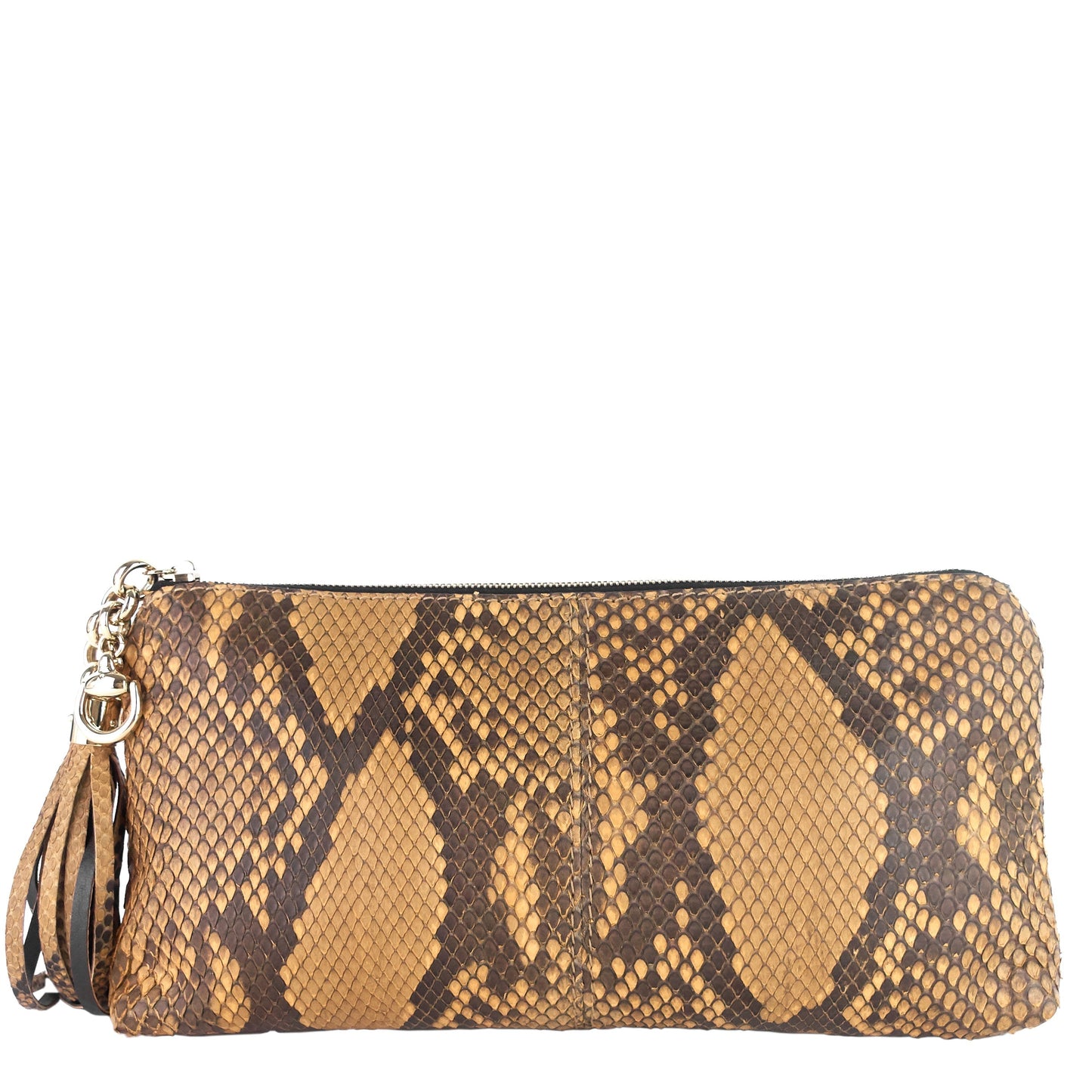 Gucci Zipped Python Clutch Bag Leather