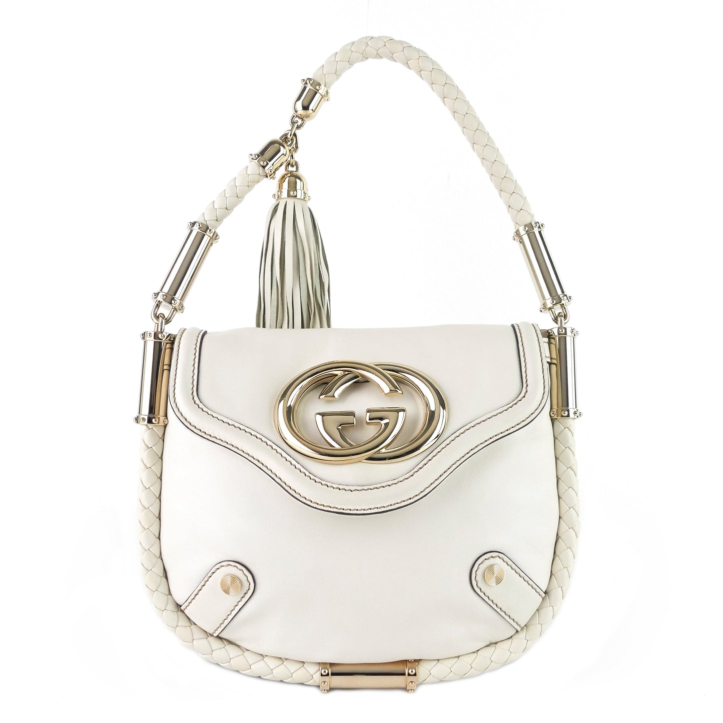 Gucci Britt Tassel Calfskin Hobo Bag Leather Small Travel Bag
