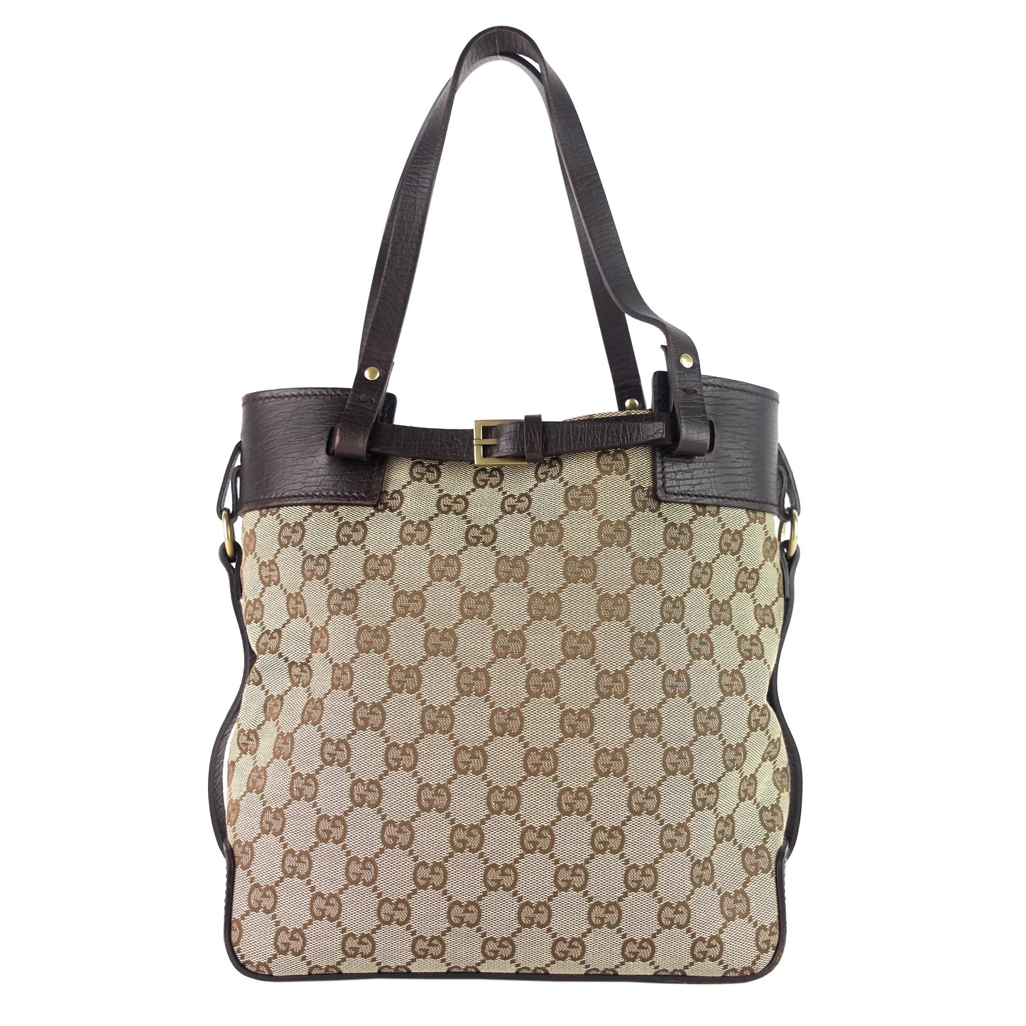 Gucci Ornamental Buckle Tote Bag Canvas Monogram