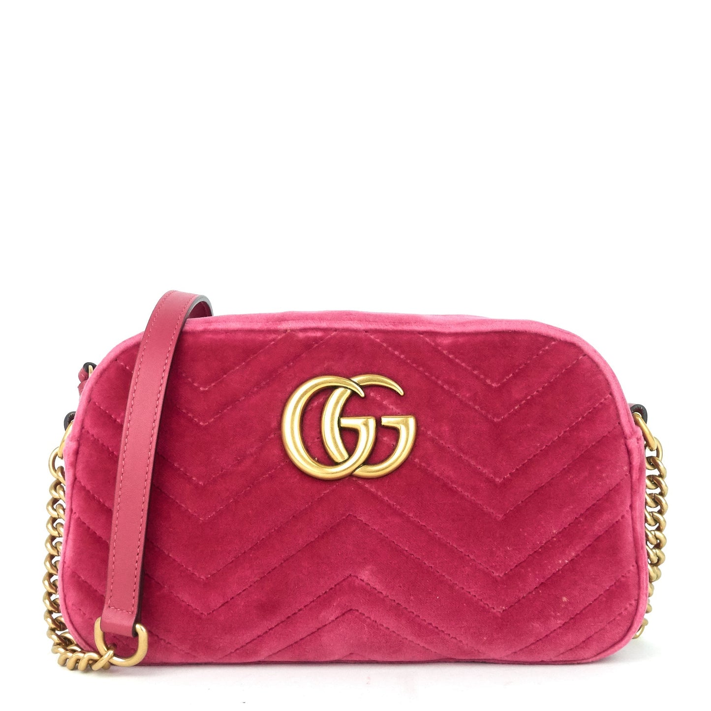Gucci Marmont Fuchsia Velvet Shoulder Bag