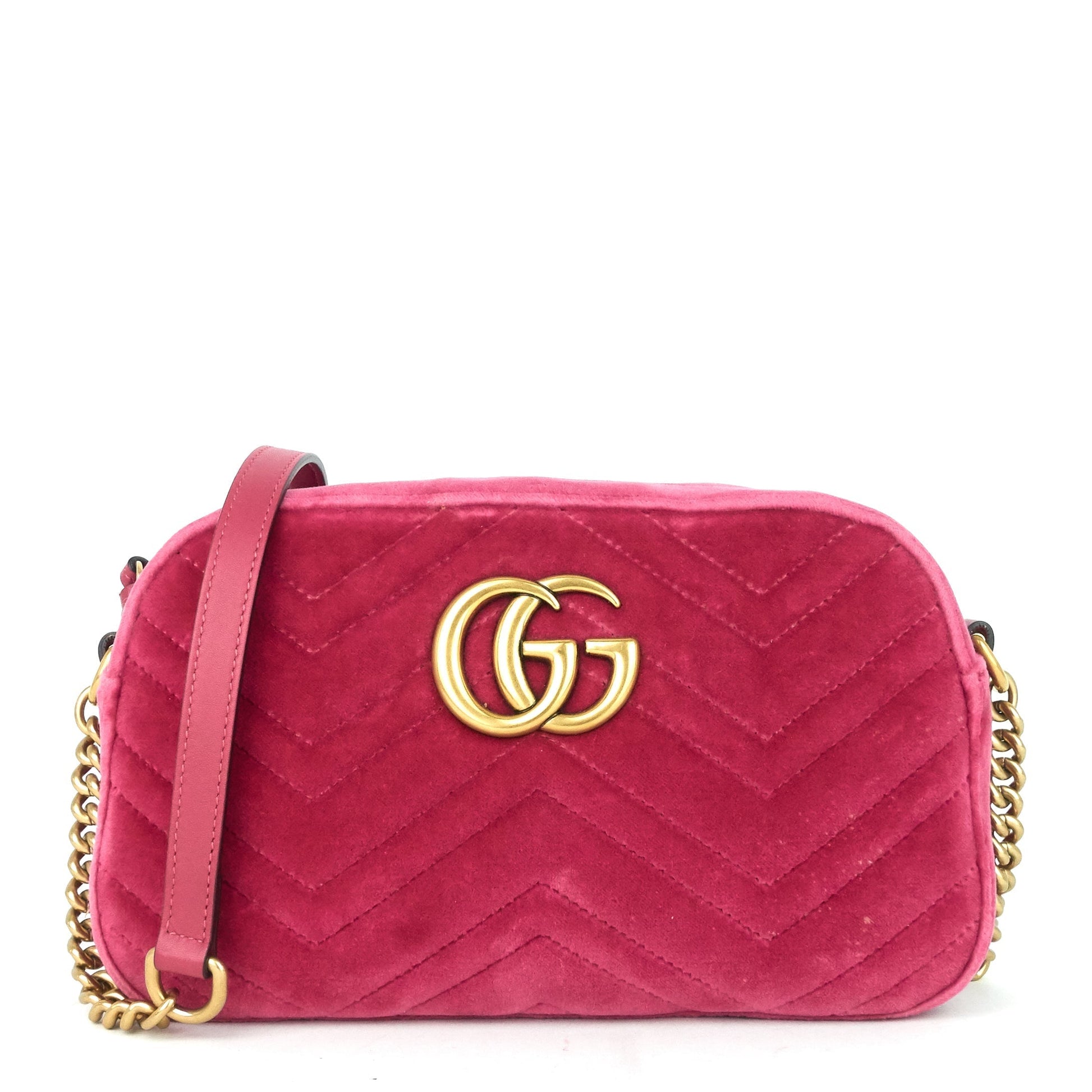 Gucci Marmont Fuchsia Velvet Shoulder Bag