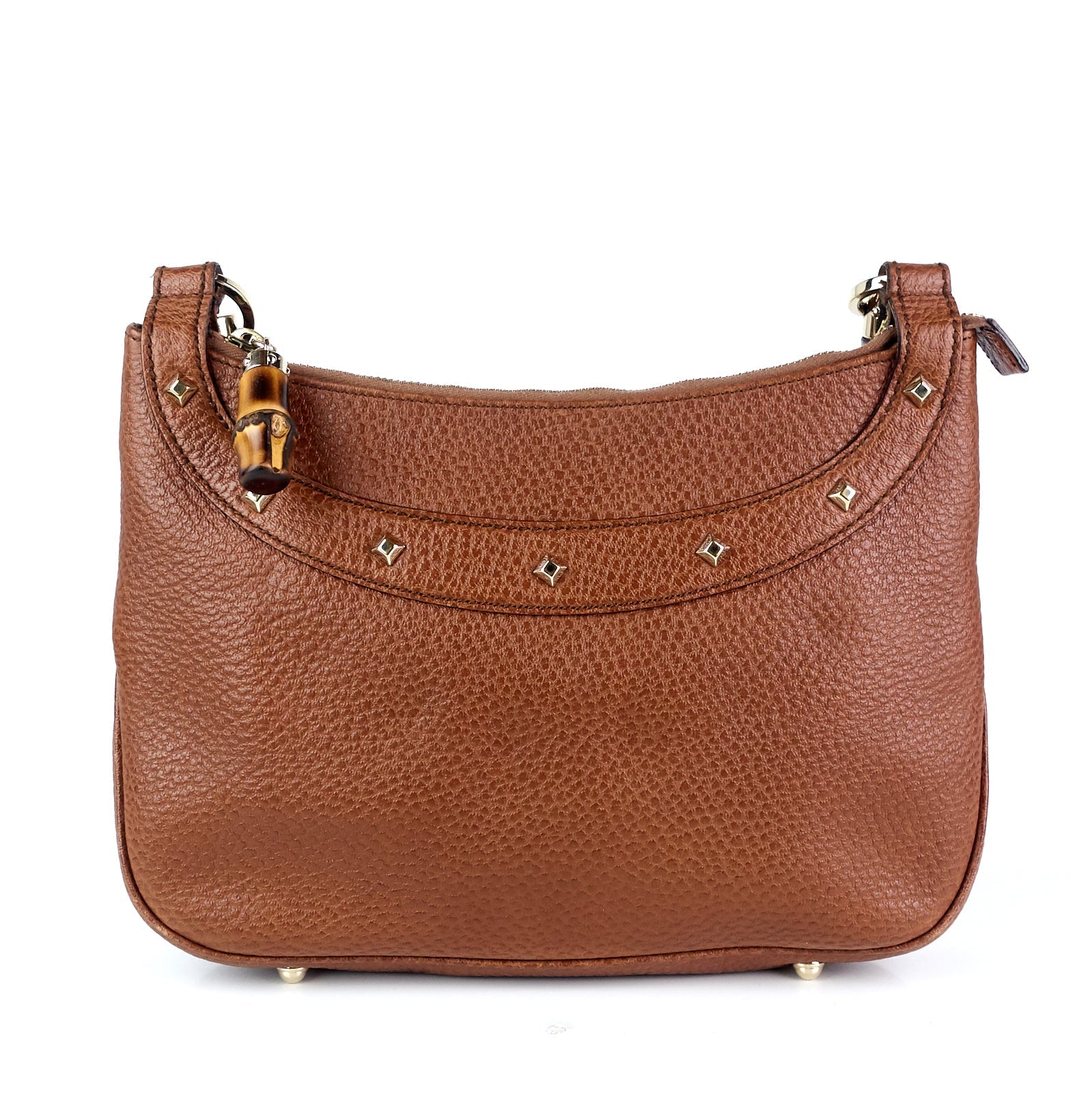Gucci Jackie Pebbled Bamboo Handle Bag Leather Travel Bag