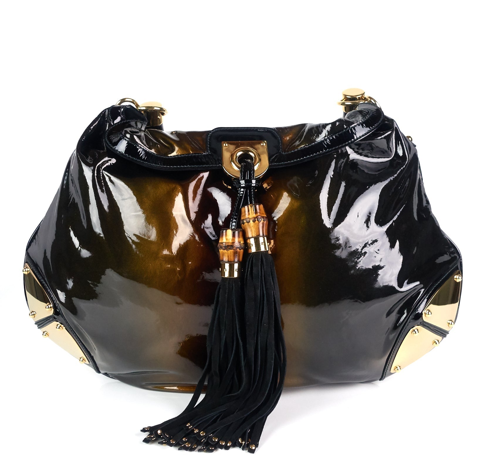 Gucci Indy Patent Hobo Bag Leather Large Travel Bag