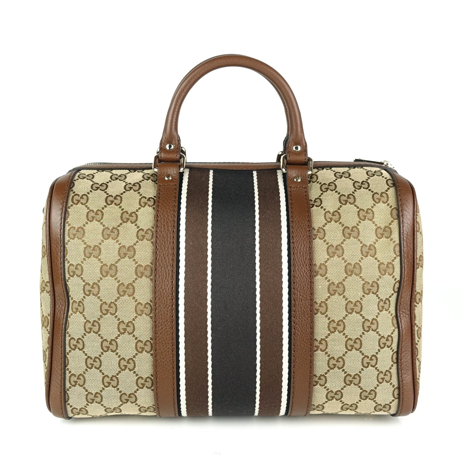 Gucci Web Boston Bag With Strap Canvas Monogram Travel Bag
