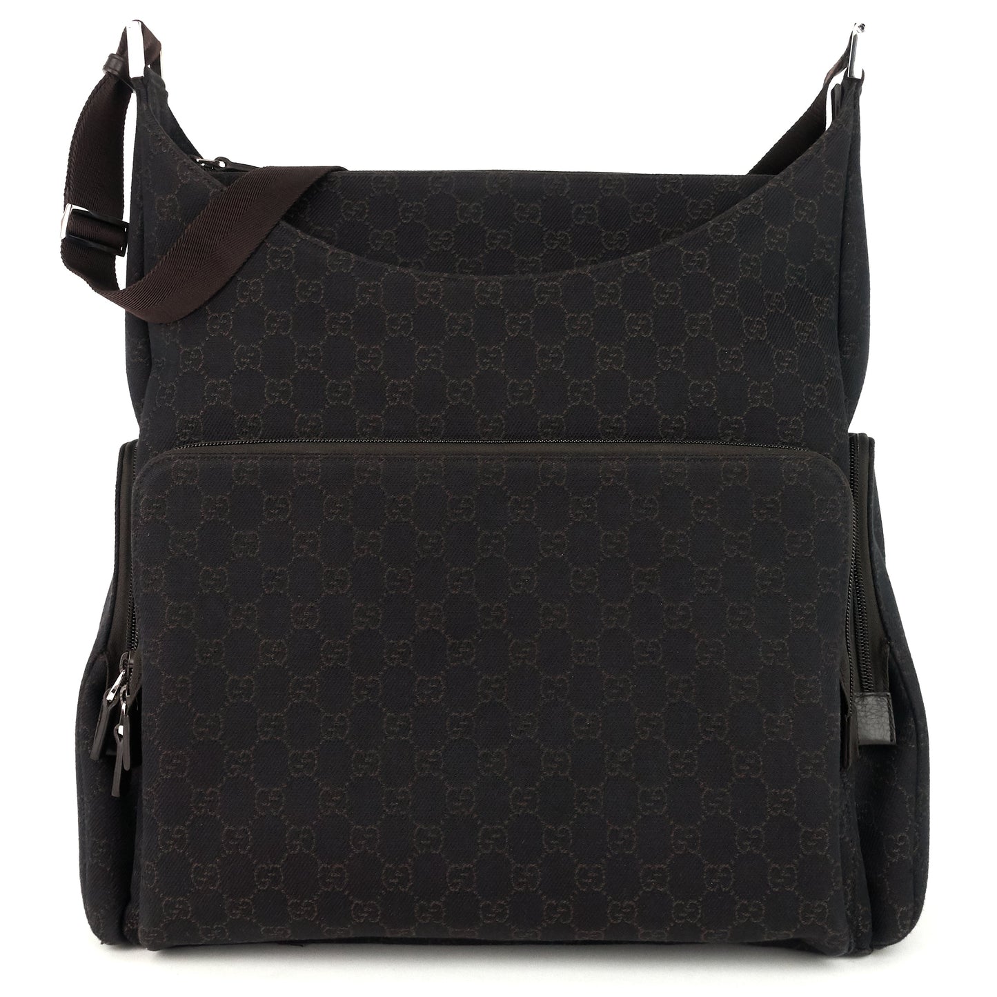 Gucci Zip Pockets Xl Diaper Bag Canvas Monogram Shoulder Bag