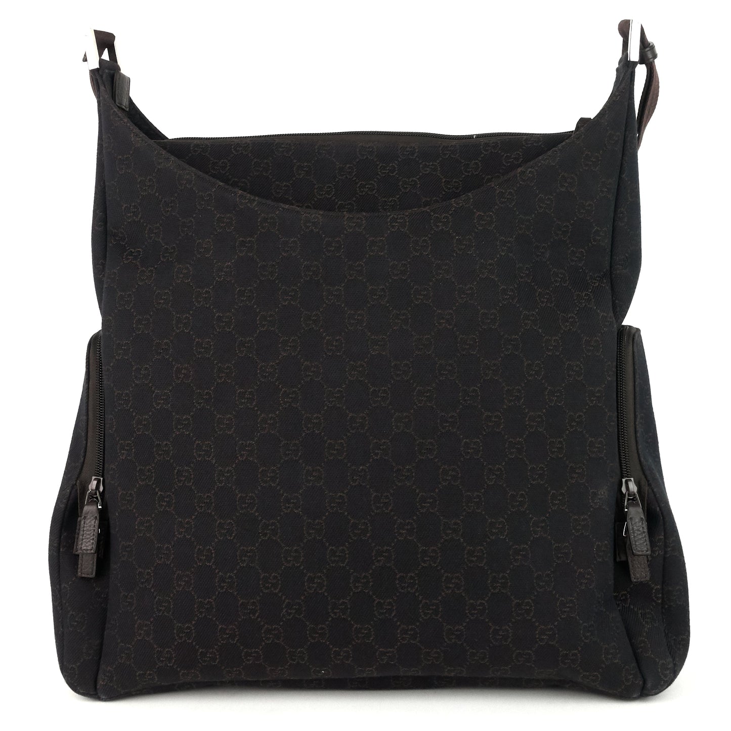 Gucci Zip Pockets Xl Diaper Bag Canvas Monogram Shoulder Bag