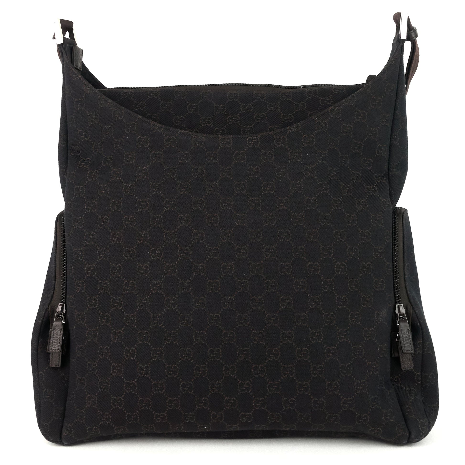 Gucci Zip Pockets Xl Diaper Bag Canvas Monogram Shoulder Bag