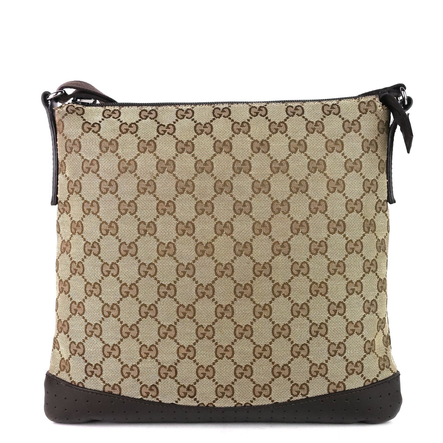 Gucci Perforated Messenger Bag Canvas Monogram Shoulder Bag